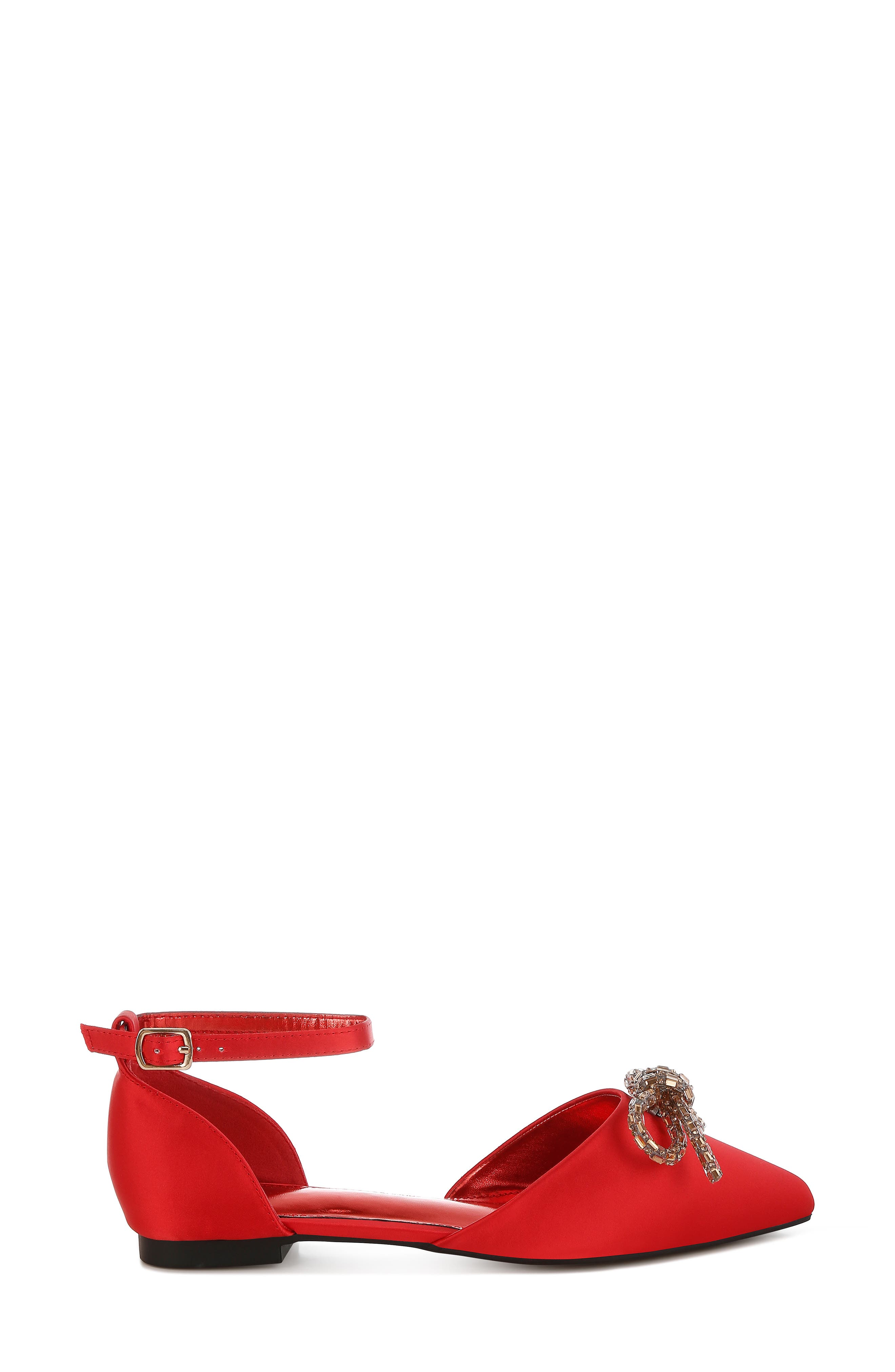 Simina Embellished Ankle Tie Flat, Alternate, color, RED