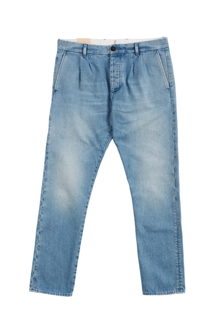 Pencesj Bleach Wash Denim Trousers, Main, color, PALE BLUE