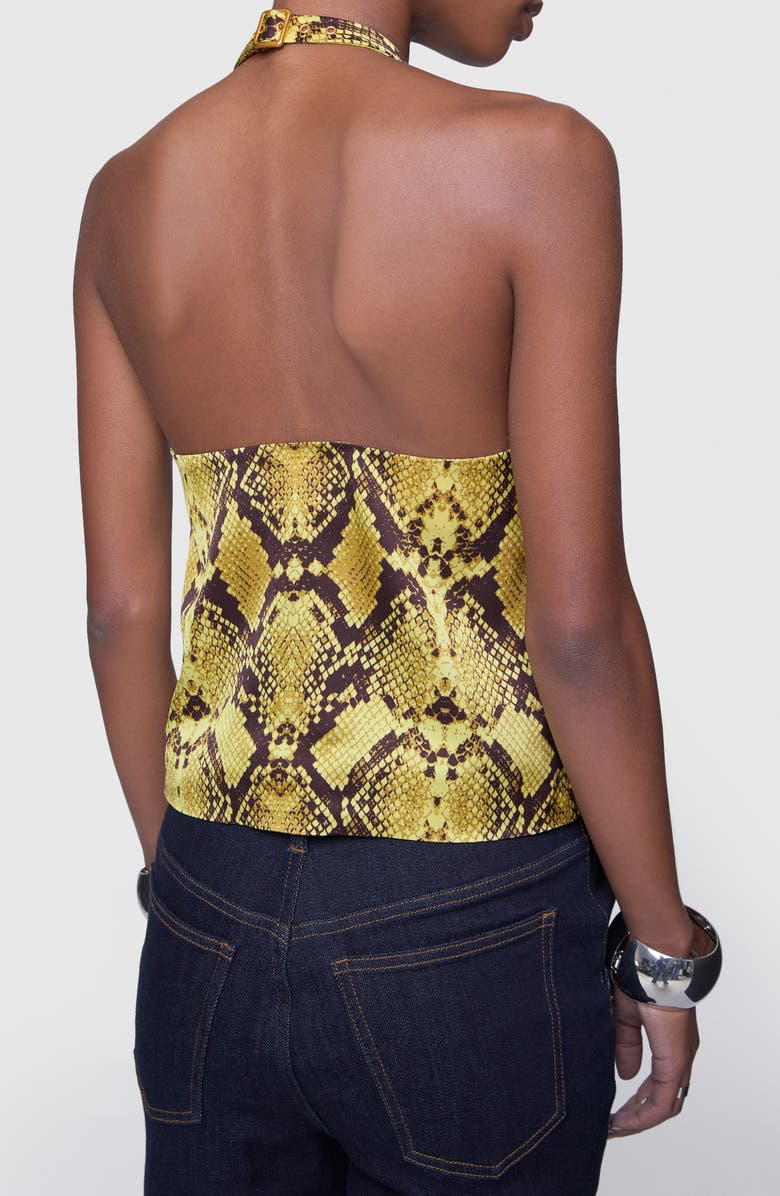 Rebecca Minkoff Isador Snakeskin Print Halter Neck Top, Alternate, color, Buttercream Snake