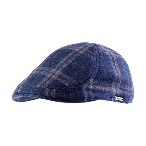 Wigens Italian Check Wool Pub Cap In Blue