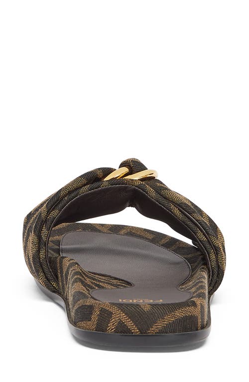Fendi Brown Ff Jacquard Slides In Tobacco
