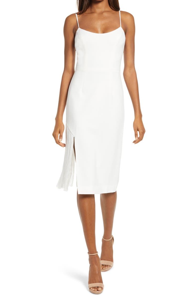 Dress the Population Rory Midi Dress, Alternate, color, Off White