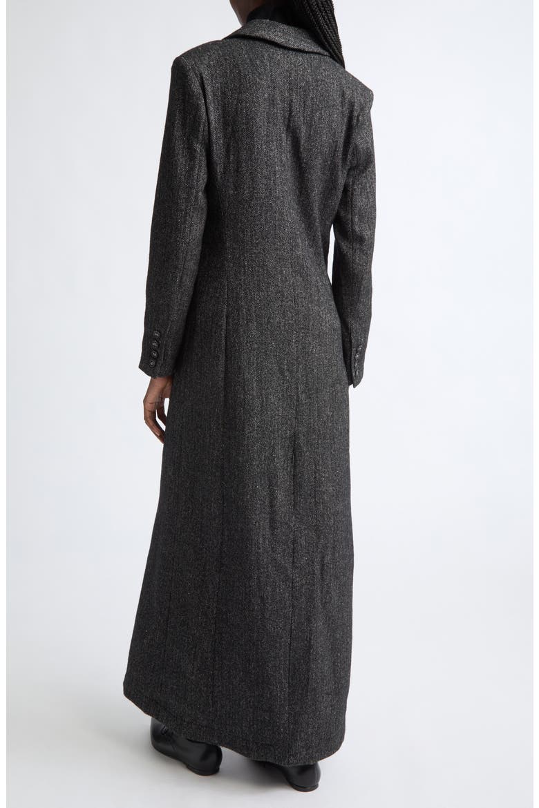 Herringbone Linen & Wool Blend Tailored Overcoat, Alternate, color, WOOL HERRINGBONE
