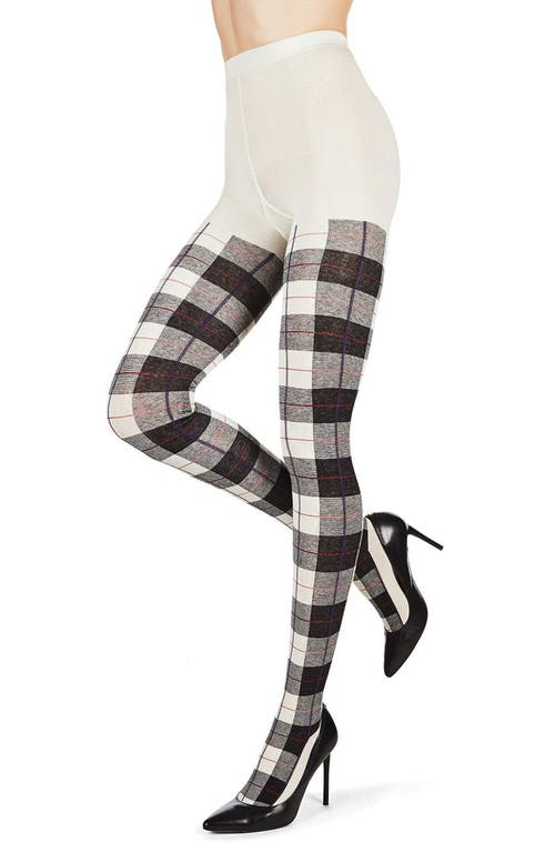 MeMoi Glasgow Plaid Sweater Tights in Winter White 