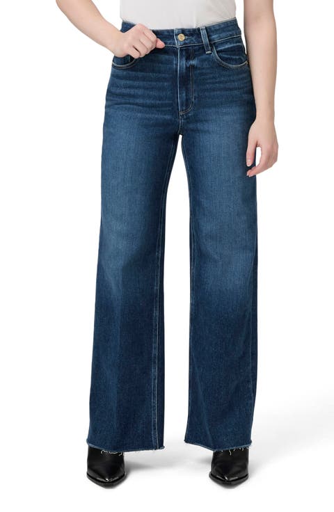 Anessa High Waist Raw Hem Wide Leg Ankle Jeans