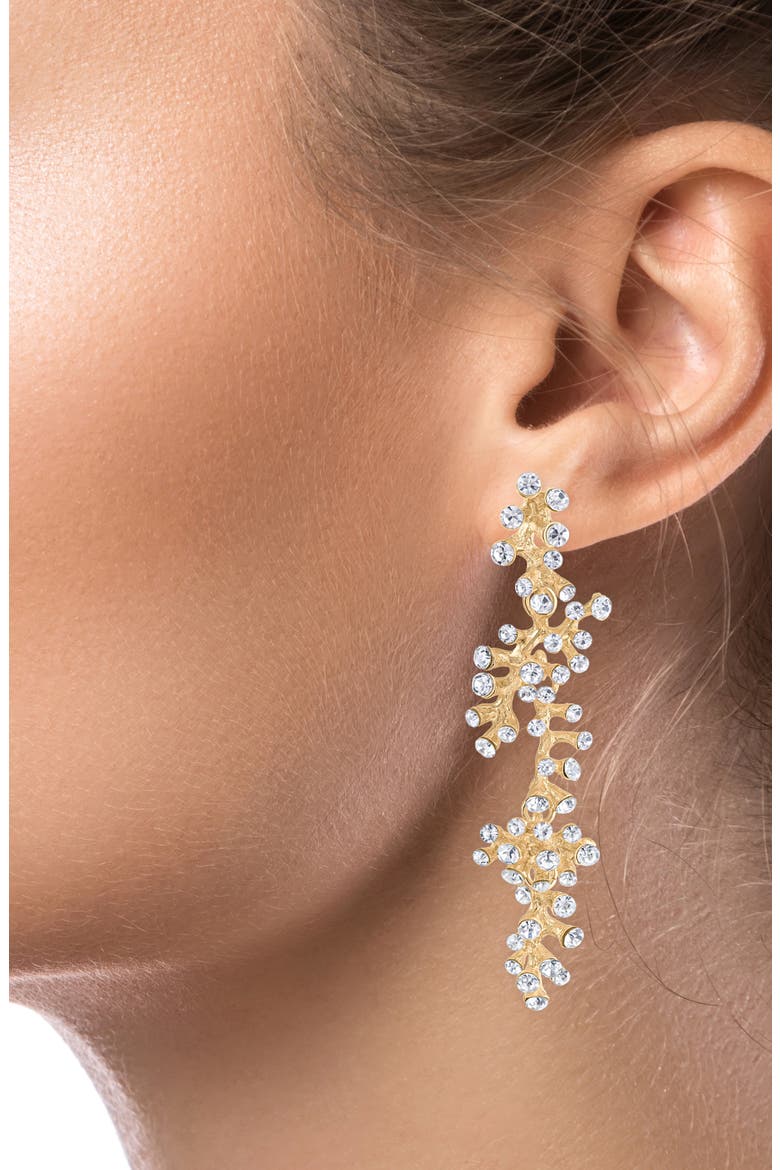 Riviere Crystal Cluster Drop Earrings, Alternate, color, CLEAR GOLD