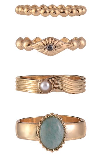 Rachel Rachel Roy Set Of 4 Assorted Rings In Gold