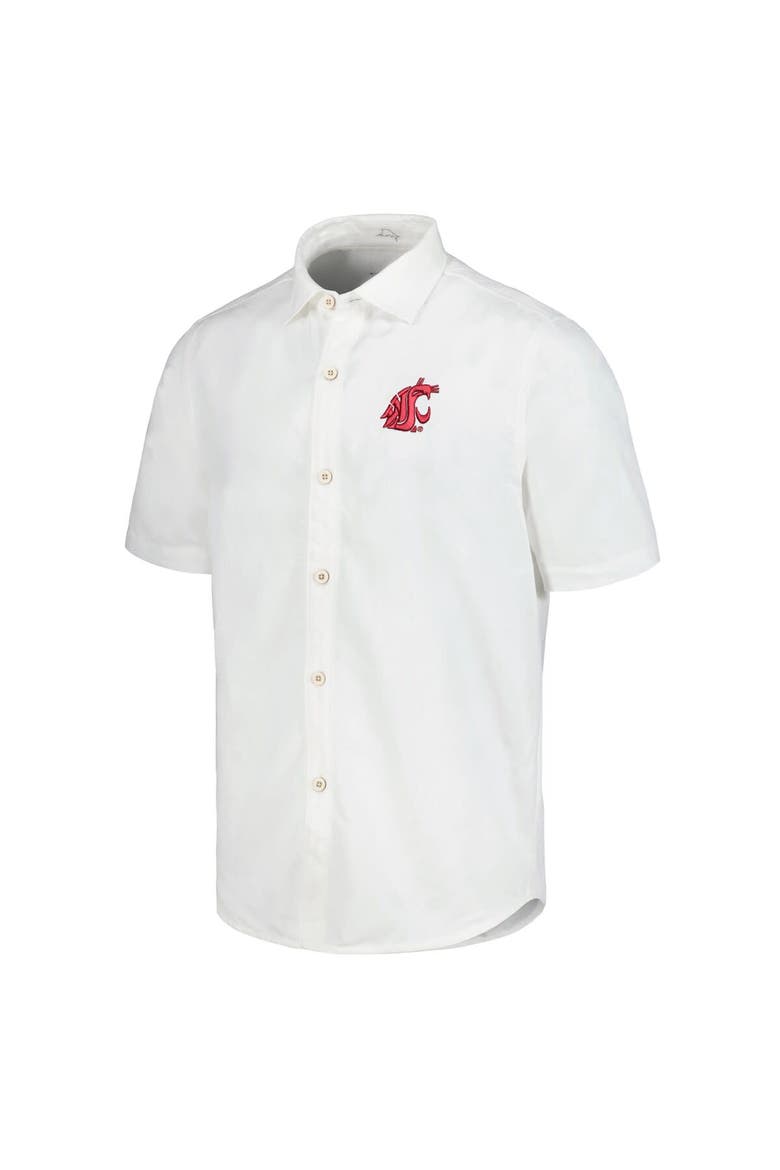 Men's Tommy Bahama White Washington State Cougars Coconut Point Palm Vista IslandZone Camp Button-Up Shirt, Alternate, color, White