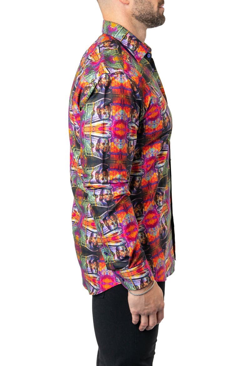 Fibonacci Benjamin 68 Cotton Button-Up Shirt, Alternate, color, ORANGE