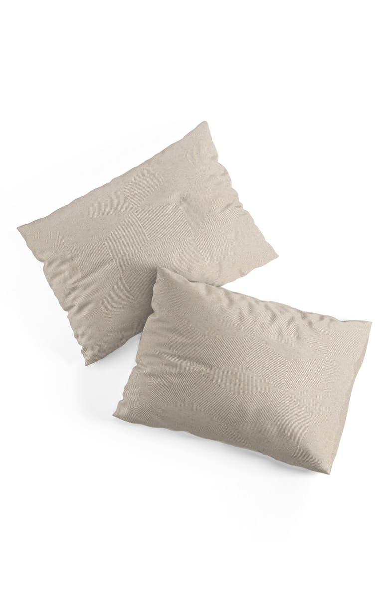 Deny Designs Lad Triangle Stripe 3-Piece Duvet Set - Queen, Alternate, color, Beige