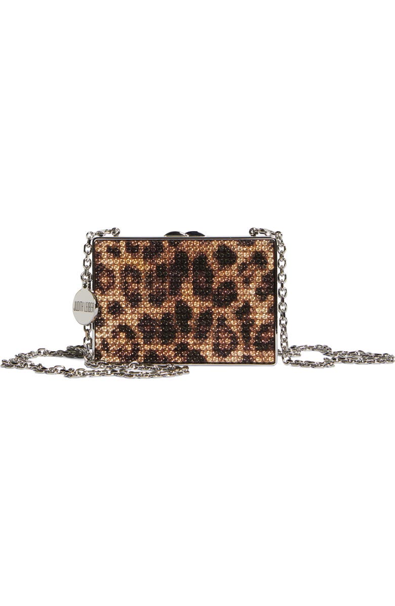 JUDITH LEIBER COUTURE Mini Crystal Leopard Frame Clutch, Main, color,