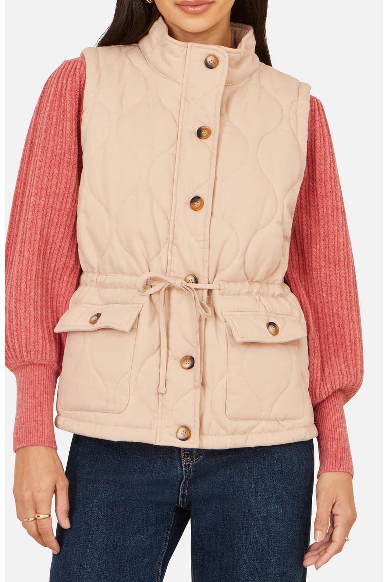 Quilted Utility Gilet, Alternate, color, Taupe