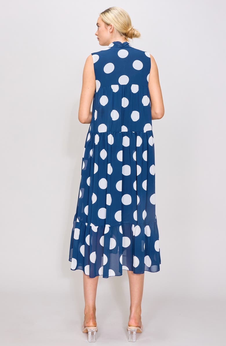 MELLODAY Tie Neck Sleeveless Tiered Midi Dress, Alternate, color, 