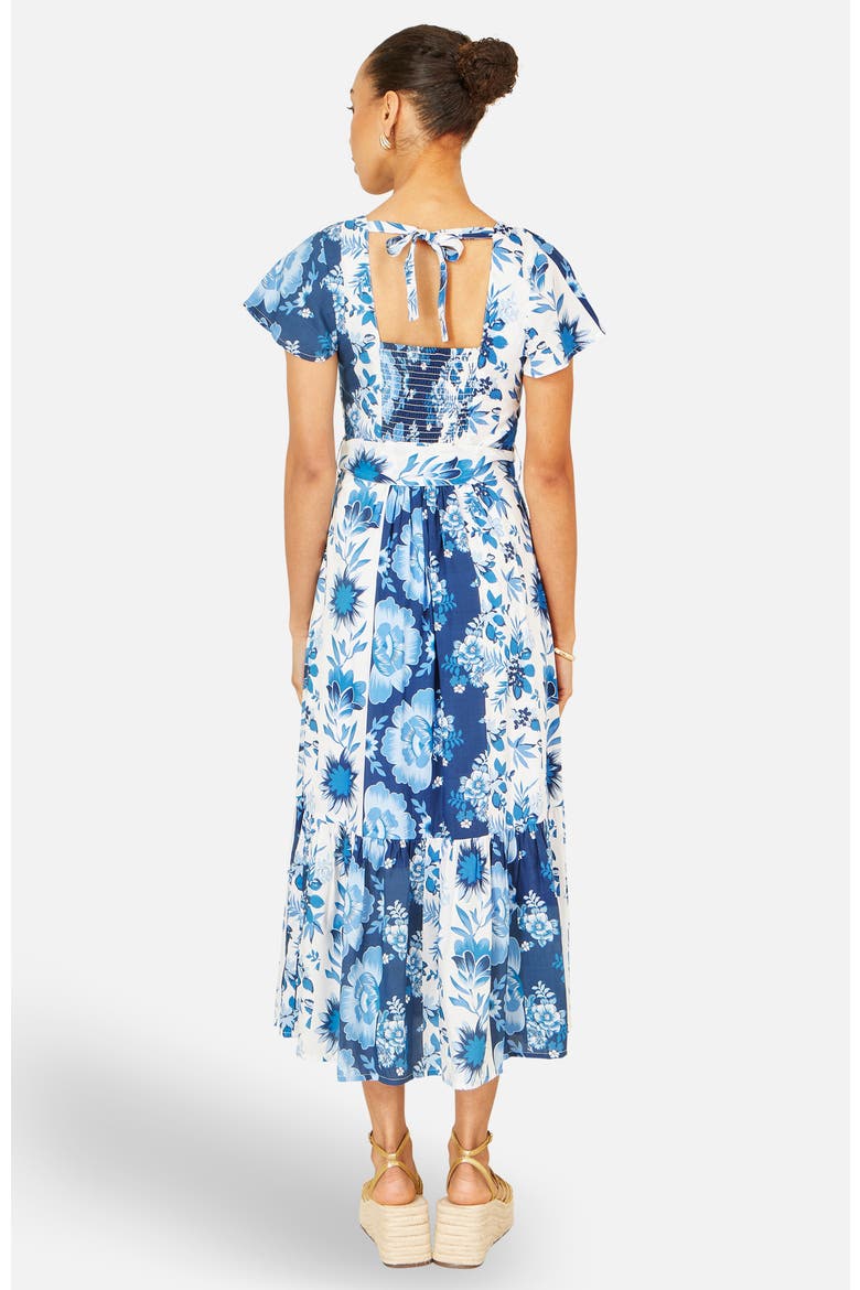Floral Belted Midi Dress, Alternate, color, Blue
