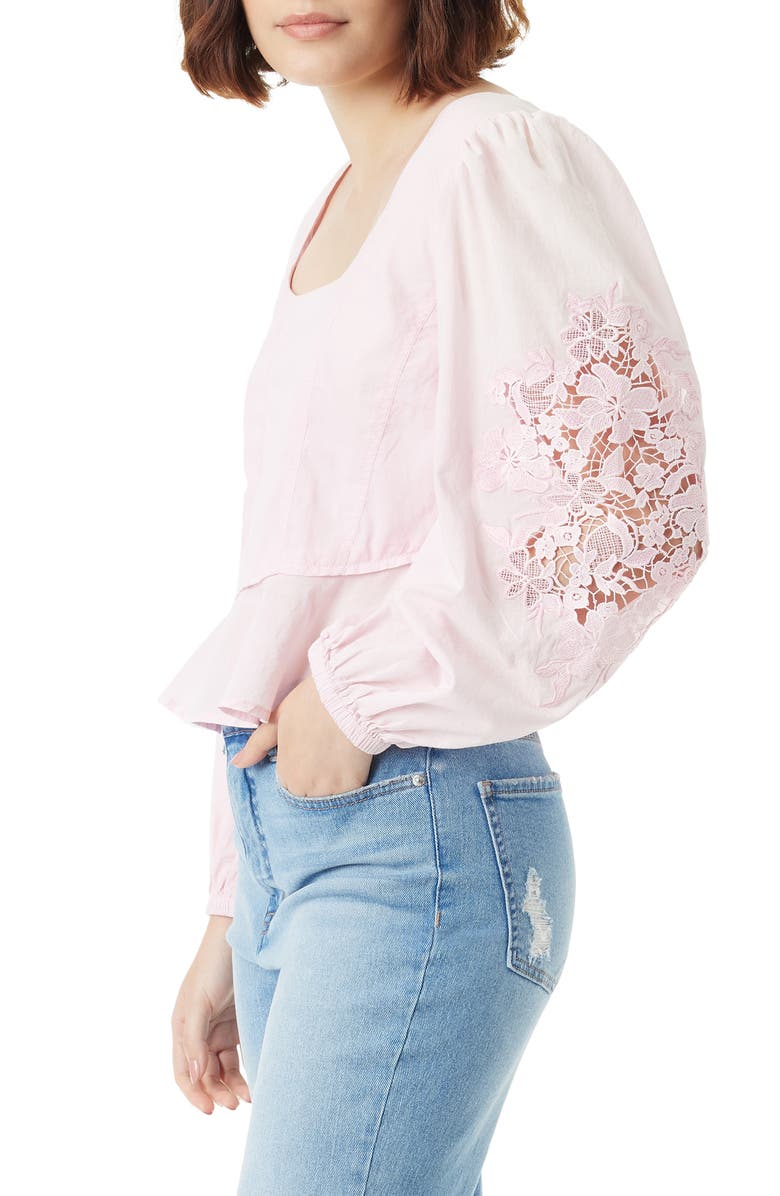 Sam Edelman Lainey Lace Accent Cotton Peplum Top, Alternate, color, Sweet Lilac