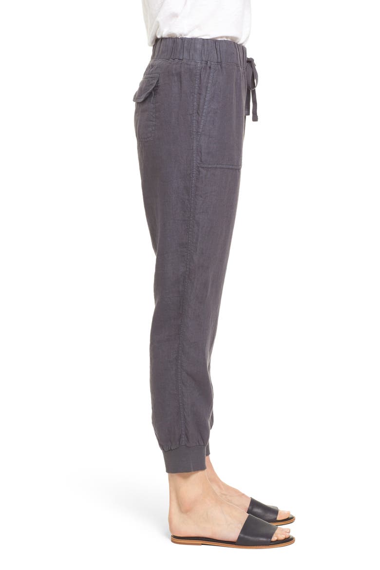 Linen Joggers, Alternate, color, GREY EBONY
