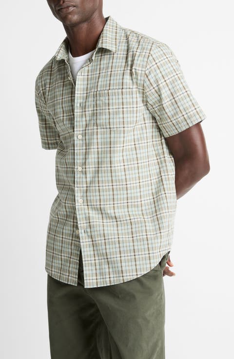 Polson Plaid Short Sleeve Cotton Button-Up Shirt