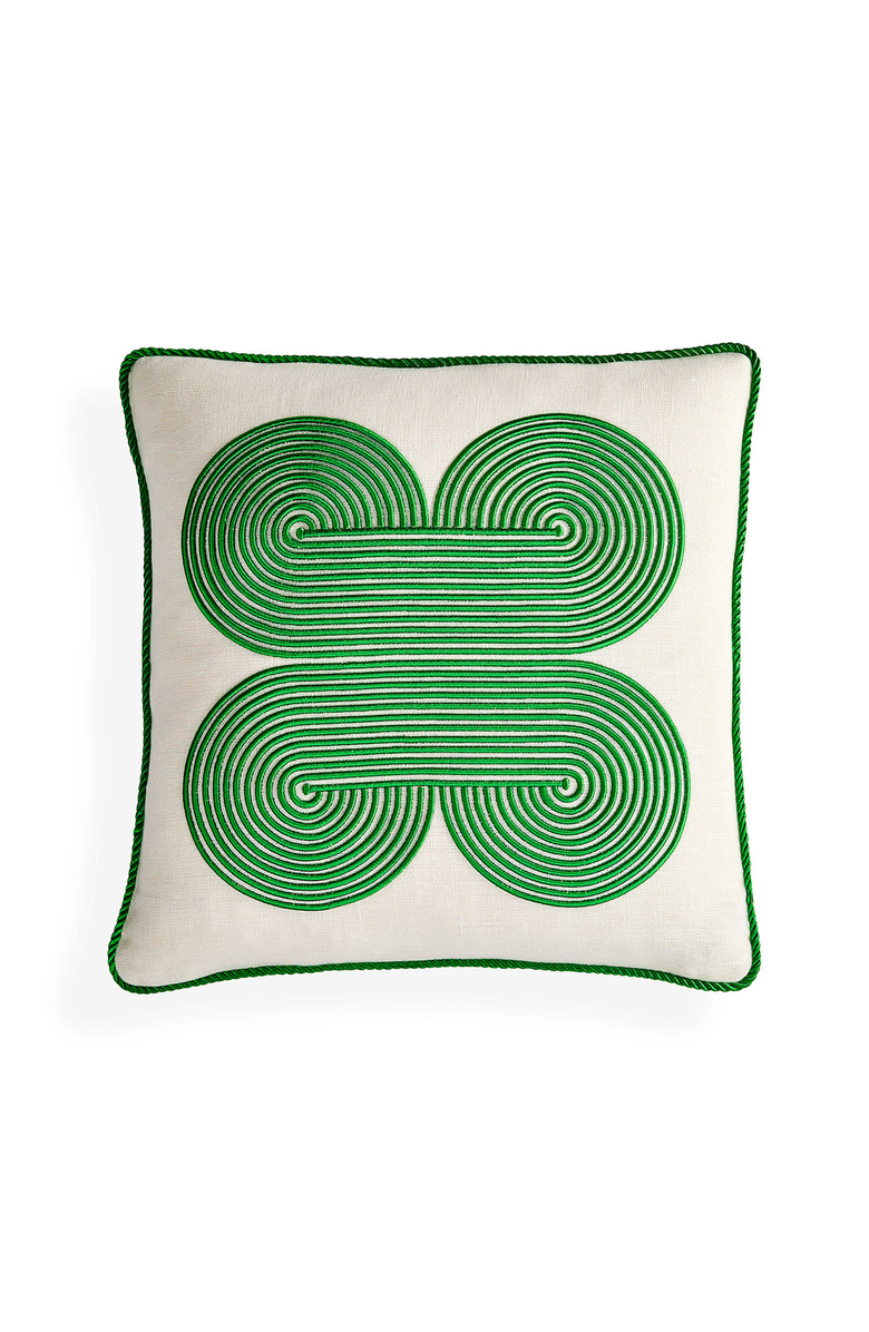 Jonathan Adler Pompidou Pillow, Main, color, Green Quatrefoil