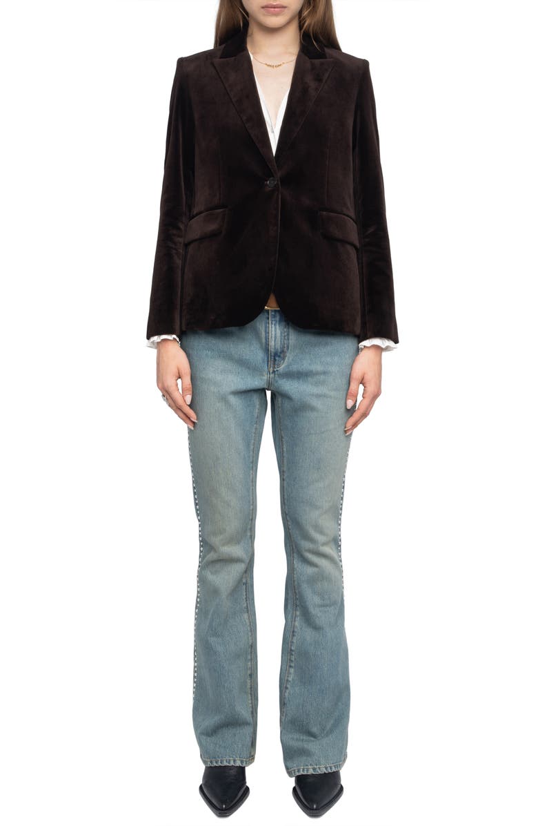 Zadig & Voltaire Vavy Cotton Velveteen Blazer, Alternate, color, Dark Chocolate