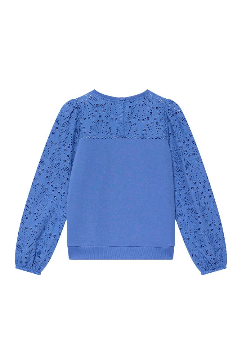 Cotton Blend Broderie Sweatshirt, Alternate, color, Blue