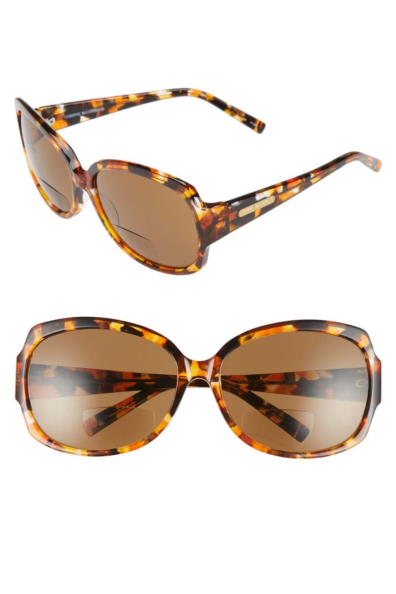 'Elizabeth' 61mm Reading Sunglasses, Main, color, AMBER/ TORTOISE