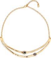UNODE50 18K Gold-Plated Rigid Necklace with Black Faceted Crystals