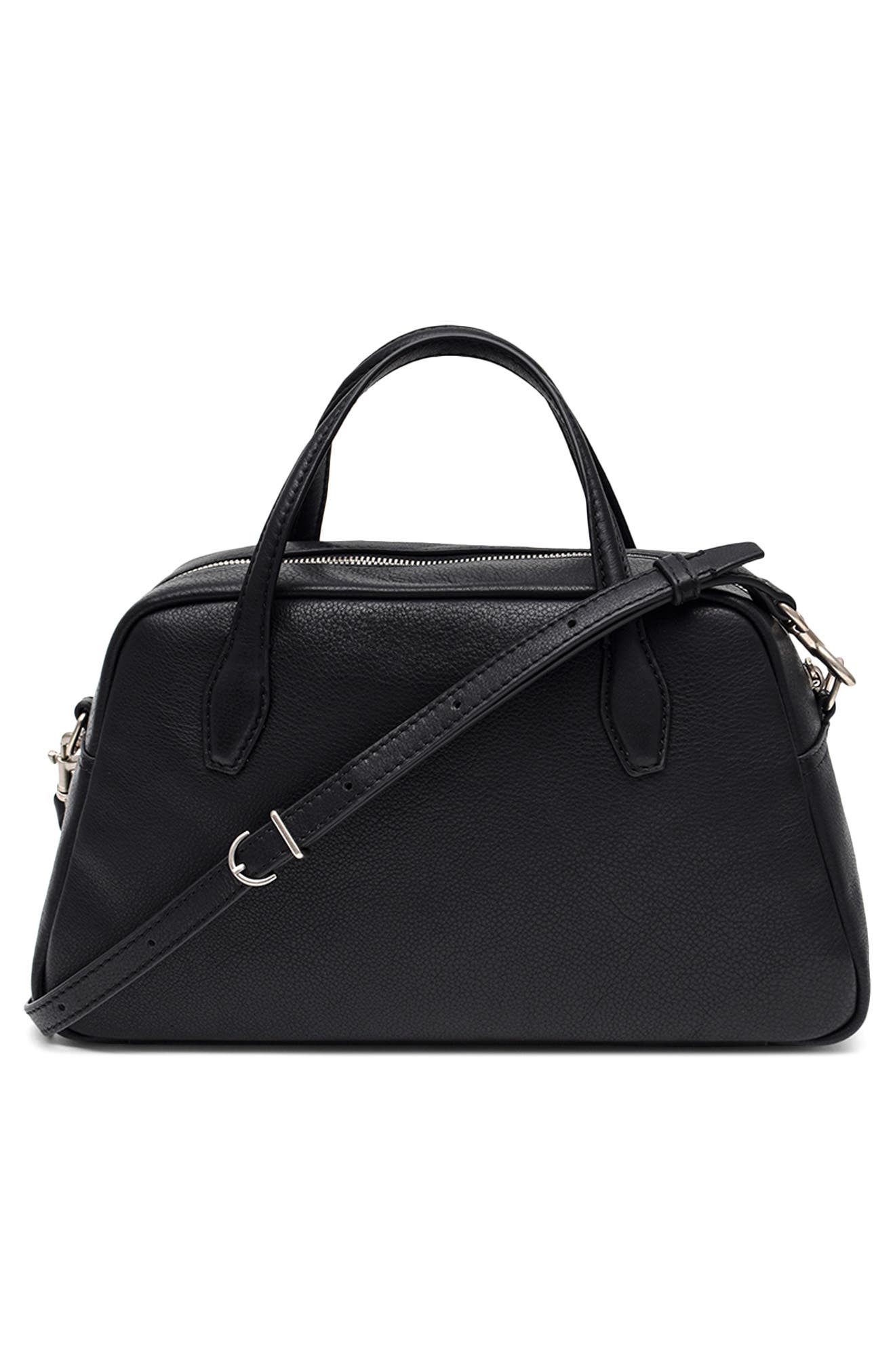 Amelia Leather Satchel Crossbody, Alternate, color, BLACK
