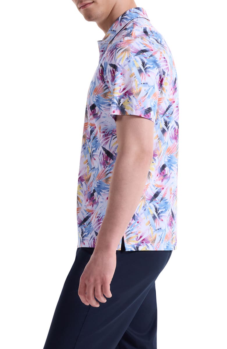 Bugatchi Hendrix Digital Abstract Palm Print Pima Cotton Polo, Alternate, color, Pink