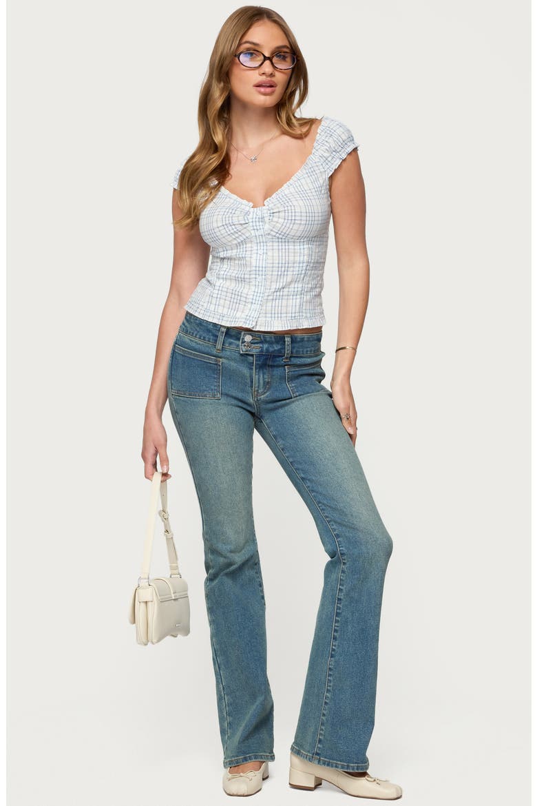 Dolsy Plaid Cotton Blend Top, Alternate, color, BLUE