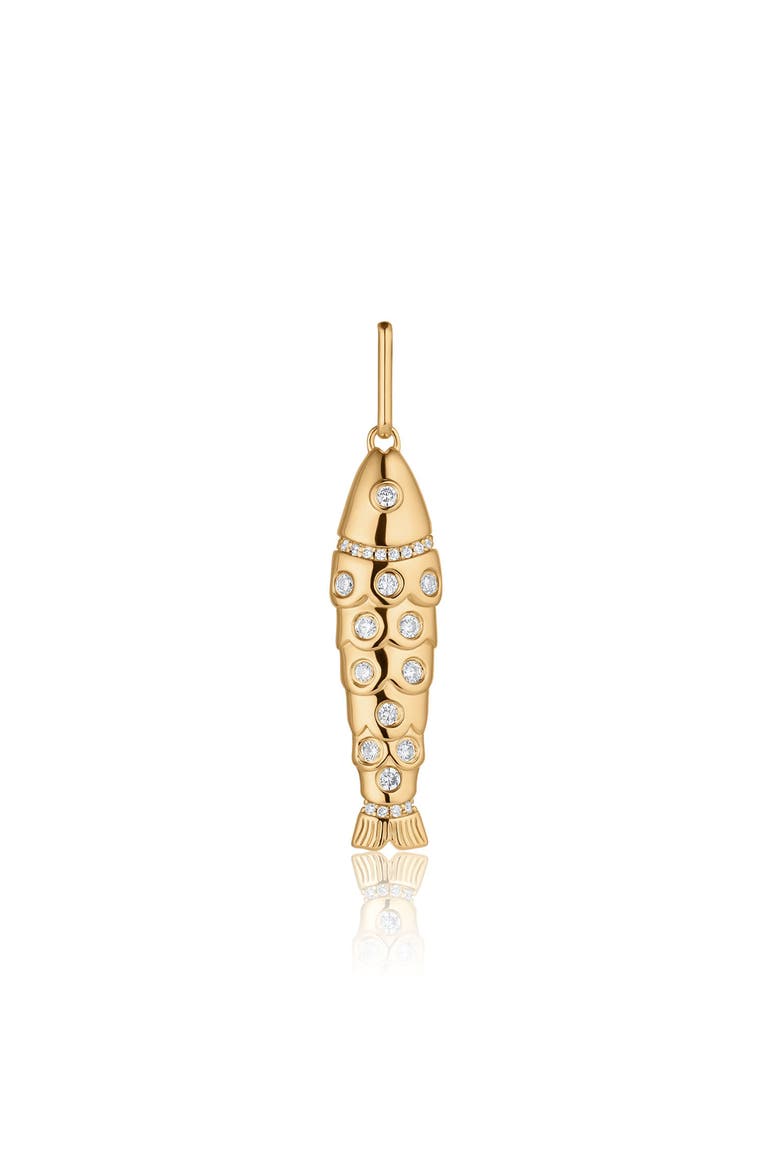 Goldie Pavé Fish Charm, Main, color, 14K GOLD PLATED