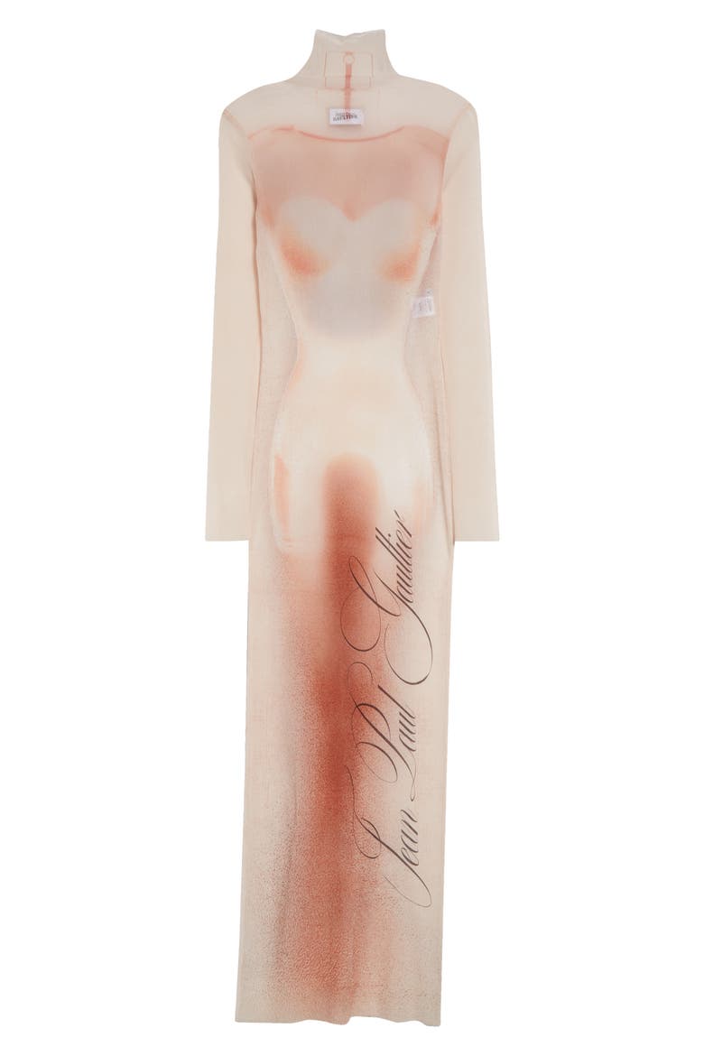 The 'Le Classique' Trompe l'Oeil Long Sleeve Mesh Dress, Alternate, color, PALE PINK/ DUSTY PINK