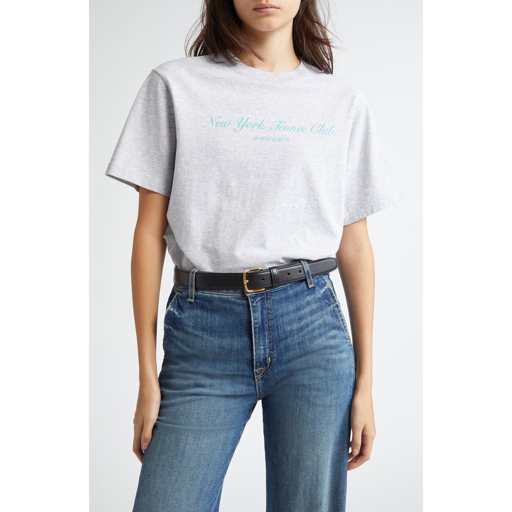 Shop Sporty And Rich Sporty & Rich New York Tennis Club Cotton Blend Graphic T-shirt In Heather Gray