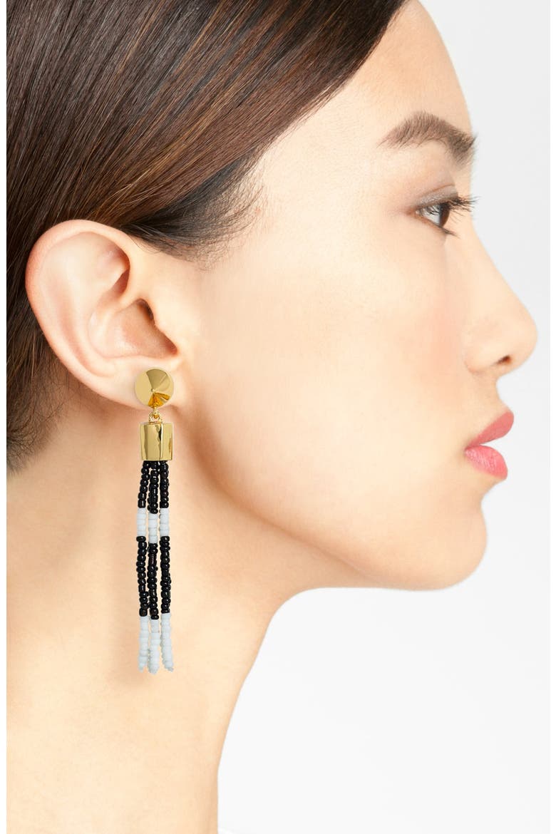 'Rope Royalty' Tassel Earrings, Alternate, color, BLACK/ CREAM/ GOLD