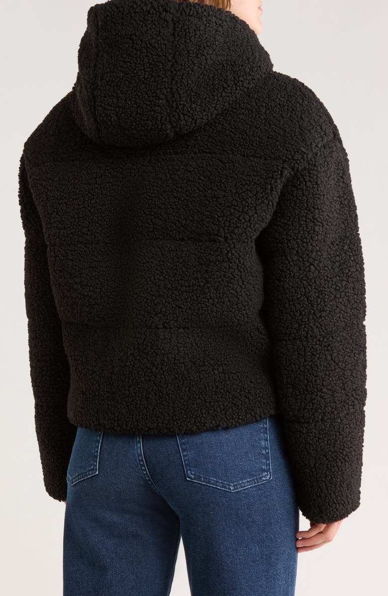 Hudson Jeans Faux Shearling Hooded Jacket, Alternate, color, Black