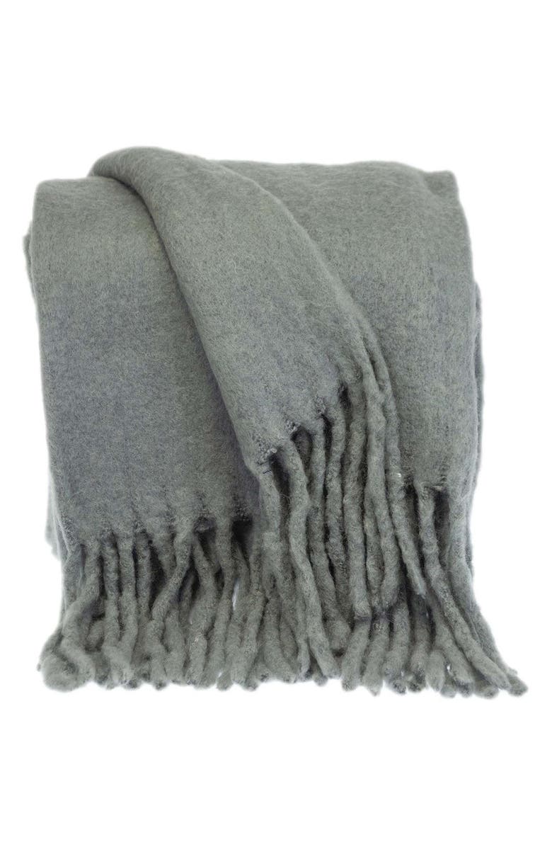 PARKLAND COLLECTION Nagar Fringe Throw Blanket, Main, color, Gray