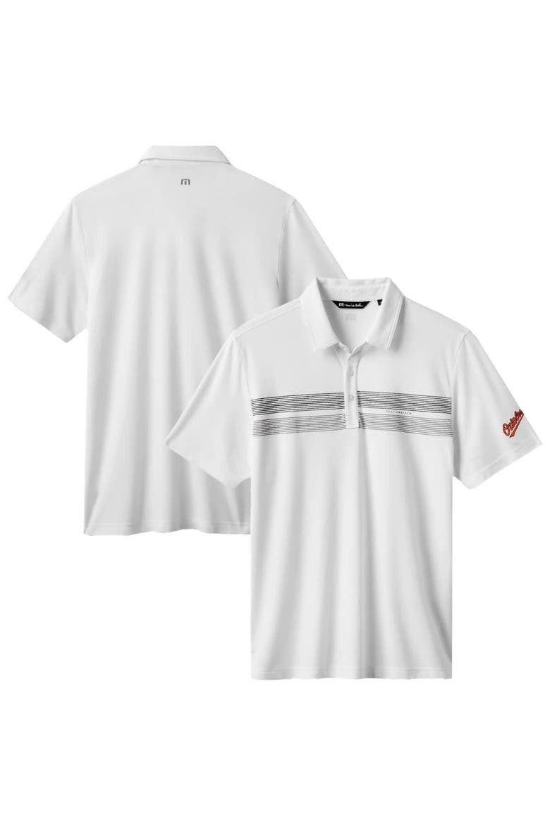 Men's TravisMathew White Baltimore Orioles Top Recruit Tri-Blend Polo, Main, color, White