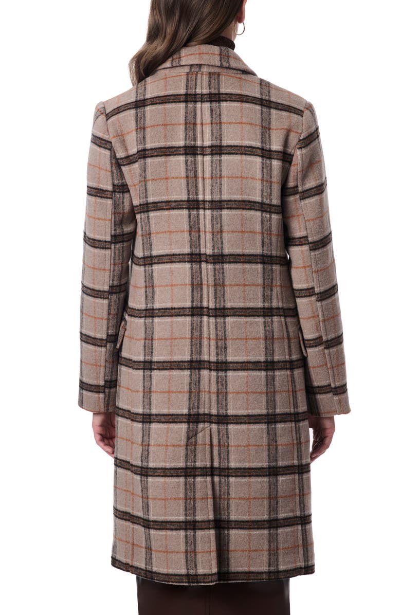 Bernardo Plaid Double Breasted Coat, Alternate, color, Brown/ Rust Plaid