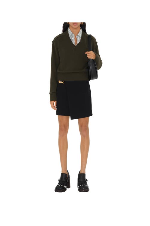Burberry Mini Wool Skirt With Horse Clip In Black