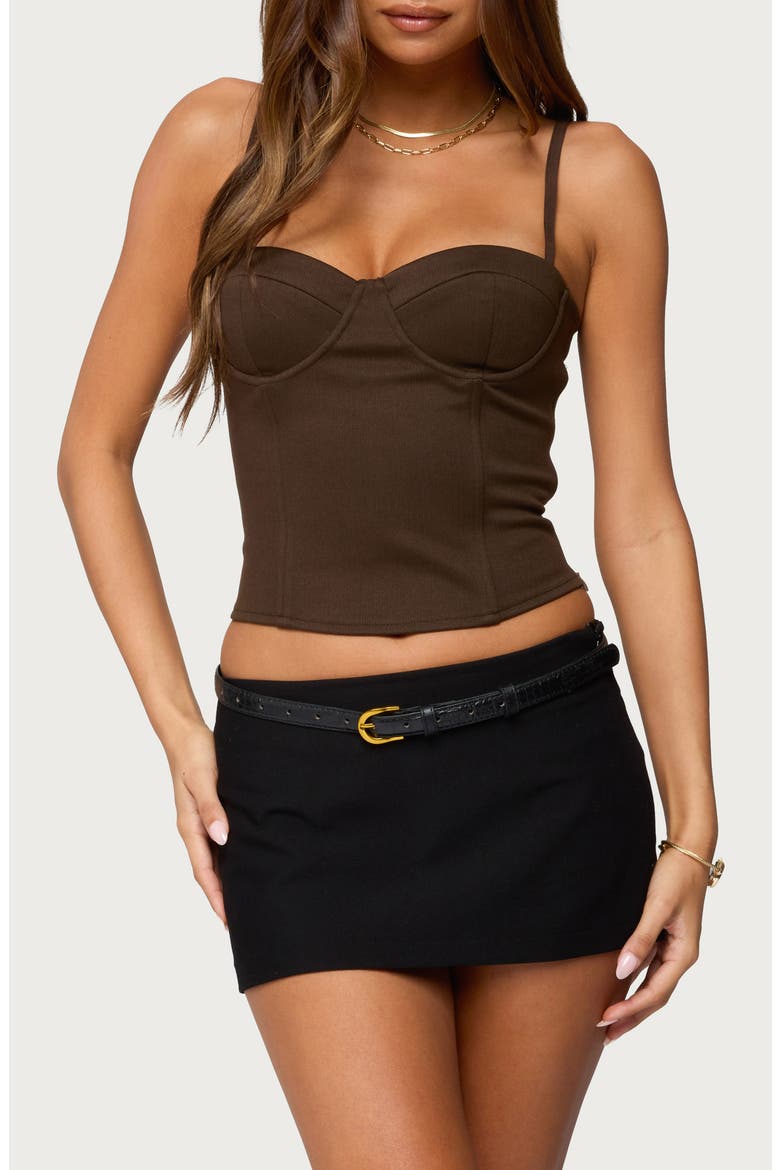 Estrella Crop Corset Top, Main, color, BROWN