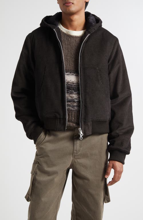 Our Legacy Bank Corded Twill Hooded Bomber Jacket In Black