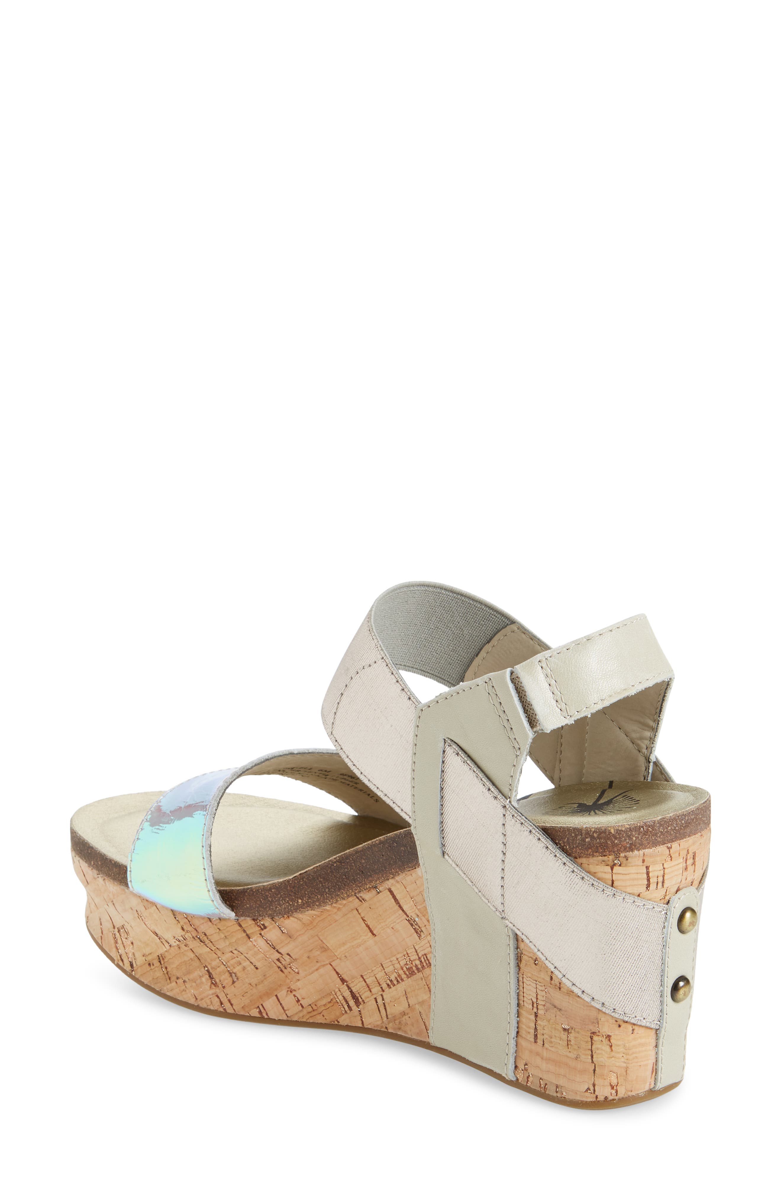 'Bushnell' Wedge Sandal, Alternate, color, IRIDESCENT LEATHER