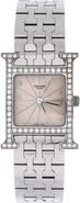 Pre-Owned Hermes Heure H Quartz Watch Stainless Steel with Diamond Bezel 21