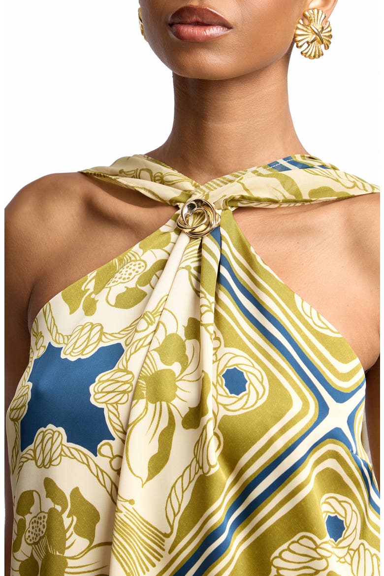 Scarf Drape Halter Minidress, Alternate, color, MONACO HARBOR