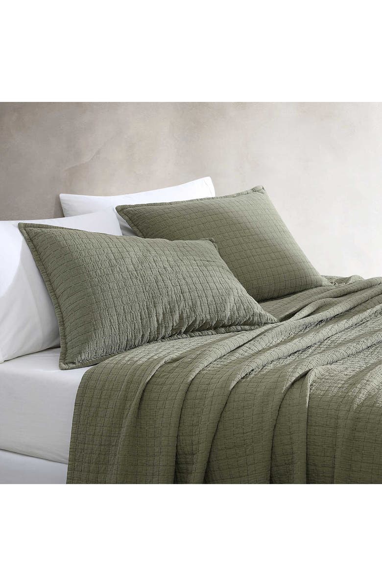 Calvin Klein Essential Washed Jacquard Pillow Sham, Alternate, color, Green