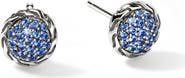 John Hardy JH Essential Pavé Stud Earring, Sterling Silver, Gemstones, 10mm