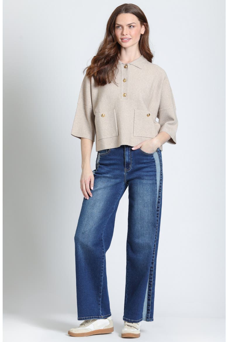 Pocket Polo Sweater, Alternate, color, HEATHER SAND