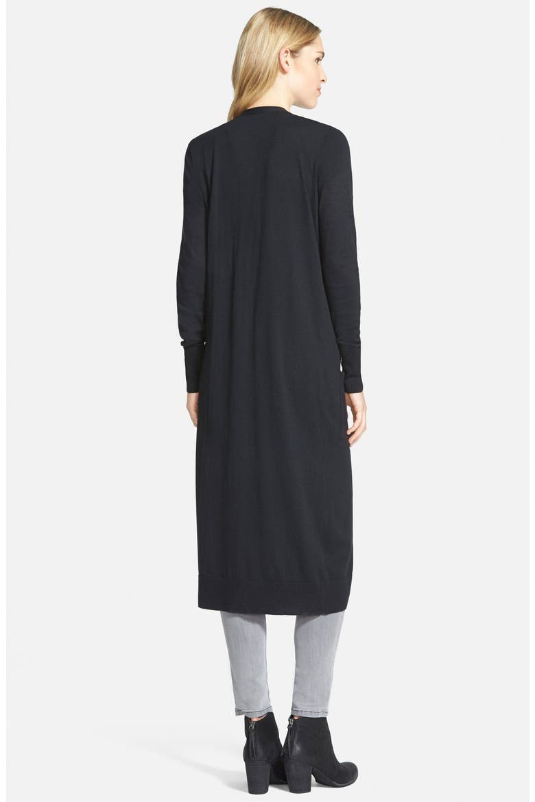 Cotton Blend Duster Cardigan, Alternate, color, BLACK