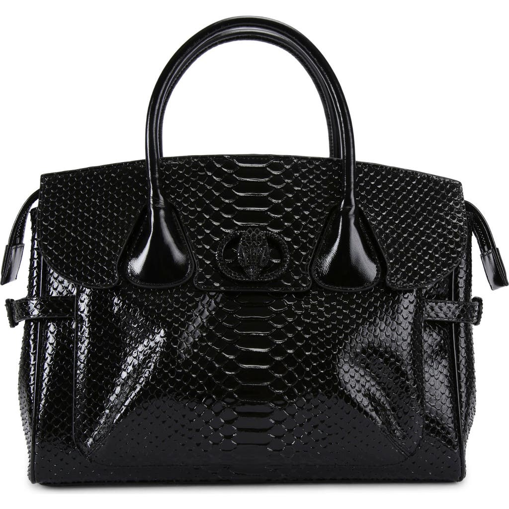 Kurt Geiger London Chelsea Snakeskin Embossed Tote In Black