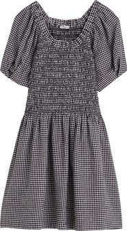 Madewell Gingham Smocked Linen Blend Mini Sundress