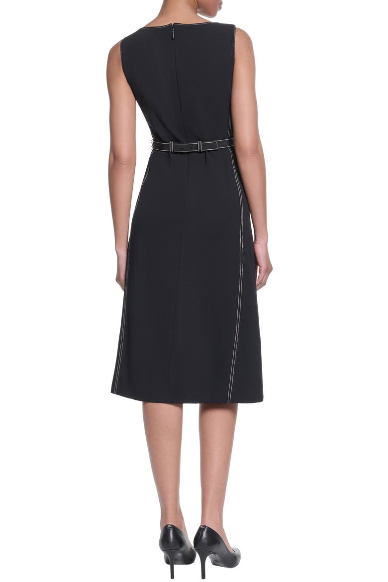 Sleeveless Scuba Crepe A-Line Dress, Alternate, color, BLACK